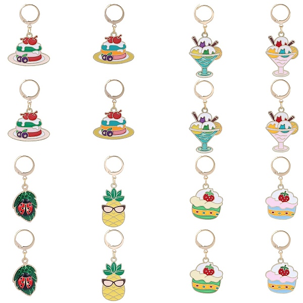 

PandaHall Alloy Enamel Cake/Ice-cream/Fruit Pendant Locking Stitch Markers, 304 Stainless Steel Clasp Stitch Marker, Mixed Color, 3.5~4.3cm..., Multicolor