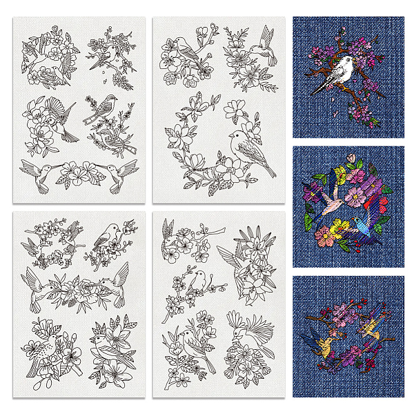 

PandaHall BENECREAT 4Sheets 18Pcs Water Soluble Embroidery, 11.7x9.3inch Birds and Flowers Pattern Transfers Water Soluble Stabilizer for...