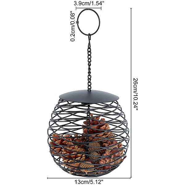 

PandaHall Iron Bird Hanging Feeder, Outdoor Bird Feeder, Garden Waterproof Decoration Container, Black, 26x13cm, Inner Diameter: 7.8cm, Ring...