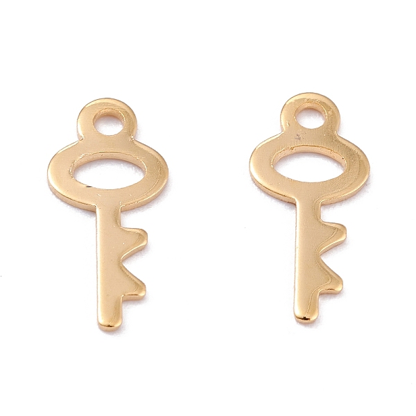 

PandaHall 201 Stainless Steel Charms, Laser Cut, Key, Real 18k Gold Plated, 14x6x0.8mm, Hole: 1.4mm 201 Stainless Steel Key