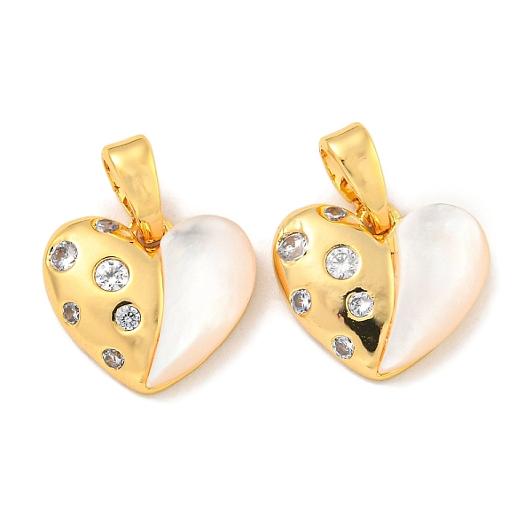

PandaHall Brass Micro Pave Clear Cubic Zirconia Pendants, with Shell, Heart, Real 18K Gold Plated, 11x12x3mm, Hole: 4x2mm Brass+Cubic...