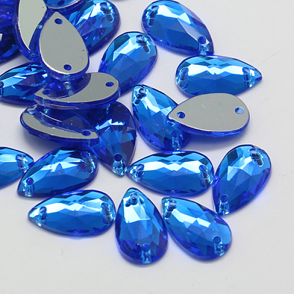 

PandaHall Sew on Rhinestone, Taiwan Acrylic Rhinestone, Two Holes, Garments Accessories, Faceted Teardrop, Blue, 20x12x5mm, Hole: 1mm...