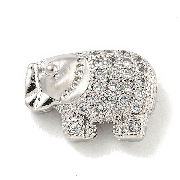 

PandaHall Brass Micro Pave Clear Cubic Zirconia Beads, Elephant, Platinum, 9x12.5x5mm, Hole: 1.4mm Brass+Cubic Zirconia Elephant Clear