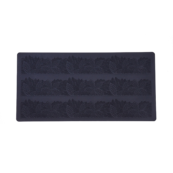 PandaHall Food Grade Silicone Mat Moulds, Fondant Cake Brim Decor Molds, Emboss Mat Lace Cake Mold Craft, Black, 200x398x1.5mm Silicone...