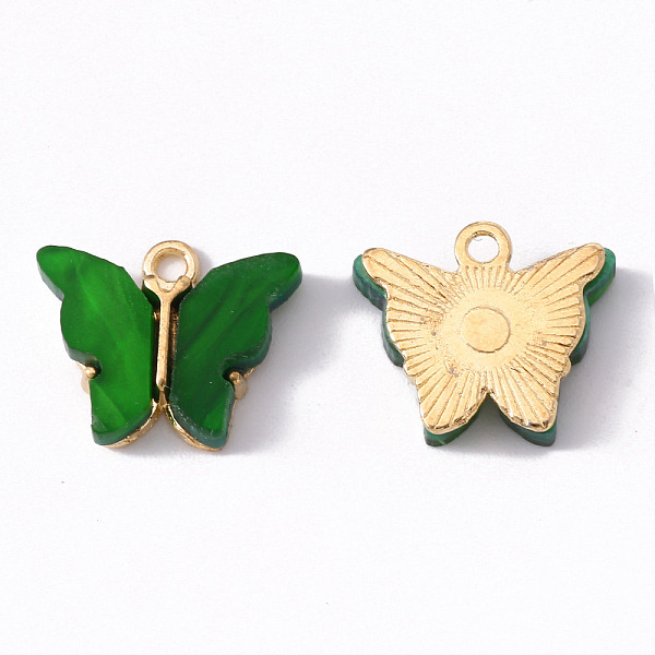 

PandaHall Alloy Enamel Pendants, Butterfly, Light Gold, Dark Green, 14x16.5x3mm, Hole: 1.6mm Alloy+Enamel Butterfly