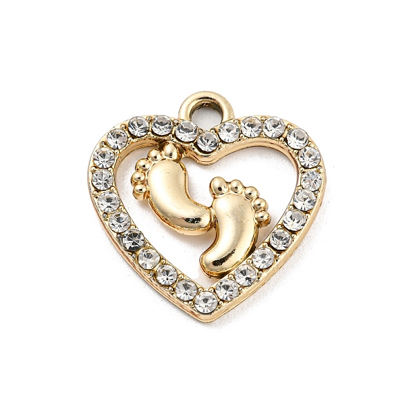 

PandaHall UV Plating Alloy Rhinestone Pendants, Heart with Foot Print Charms, Golden, 18x18x2mm, Hole: 2mm Alloy+Rhinestone Heart