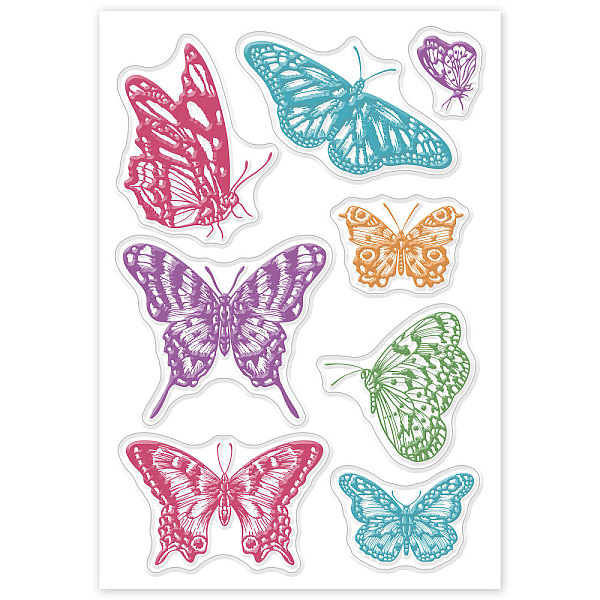 

PandaHall PVC Plastic Stamps, for DIY Scrapbooking, Photo Album Decorative, Cards Making, Stamp Sheets, Butterfly Pattern, 16x11x0.3cm...