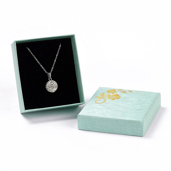 

PandaHall Paper with Sponge Mat Necklace Boxes, Rectangle with Gold Stamping Flower Pattern, Pale Turquoise, 8.7x7.7x3.65cm, Inner Diameter...