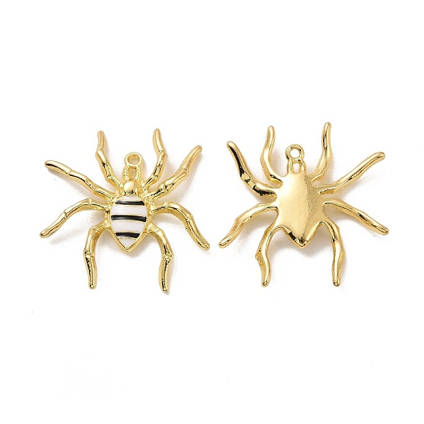 

PandaHall Halloween Rack Plating Alloy Enamel Pandants, Spider Charm, Light Gold, 36.5x35.5x4.5mm, Hole: 1.7mm Alloy+Enamel Spider White