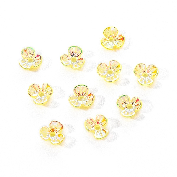 

PandaHall Electroplated 3-petal Flower Resin Cabochons, Nail Art Decoration Accessories, Yellow, 6x6.5x2.5mm, Hole: 1mm, 10pc/bag Resin...