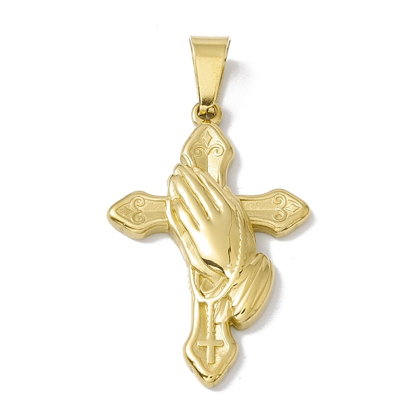 

PandaHall Vacuum Plating 304 Stainless Steel Pendants, Cross with Pray, Golden, 37.5x24x4mm, Hole: 7x3mm 304 Stainless Steel Cross