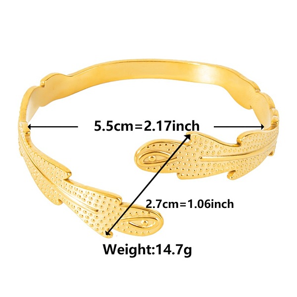 

PandaHall Stylish European and American Feather 304 Stainless Steel Cuff Bangles for Women Stainless Steel