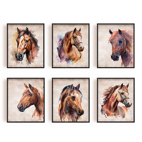 

PandaHall SUPERDANT Horse Wall Art Canvas Watercolor Art Paintings Animal Artist Wall Painting Modern Artwork Decor for Living Room Bedroom...