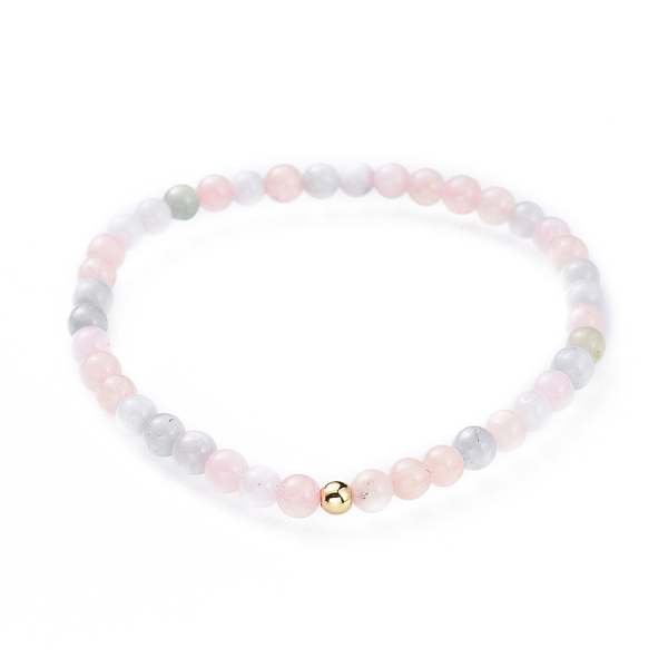 

PandaHall Natural Morganite Stretch Bracelets, with Brass Beads, Round, Golden, 2-1/8 inch(5.3cm) Morganite