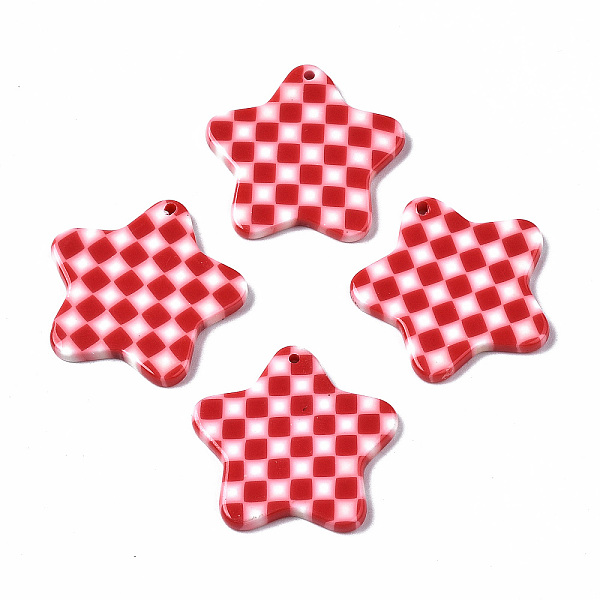 

PandaHall Opaque Cellulose Acetate(Resin) Pendants, Star with Grid Pattern, Red, 26x26.5x2.5mm, Hole: 1.4mm Cellulose Acetate Star Red