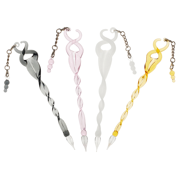 

PandaHall CRASPIRE 4 Colours Glass Dip Pen Vine-shaped Crystal Glass Pen Glass Calligraphy Signature Pen for Greeting Cards,Postcard Paper..., Multicolor