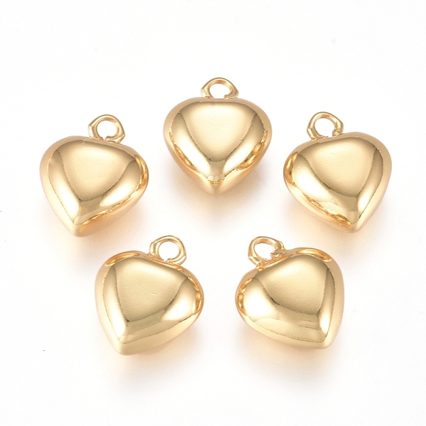 

PandaHall Brass Charms, Heart, Golden, 14.5x11.5x6mm, Hole: 2mm Brass Heart