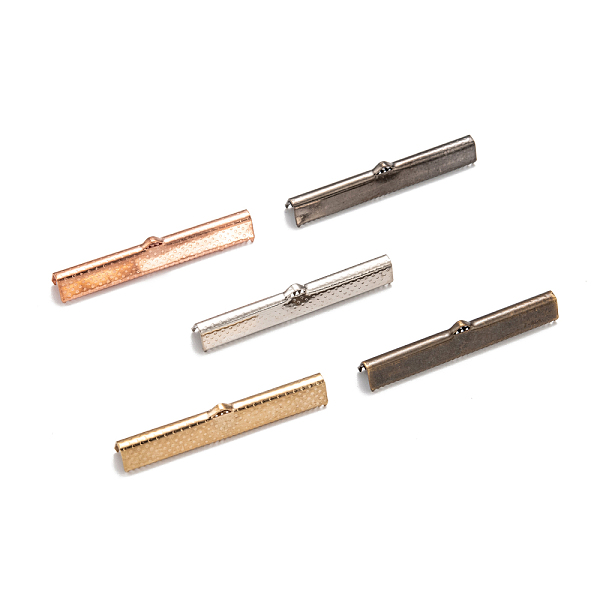 

PandaHall Rectangle Plating Iron Ribbon Crimp Ends, Mixed Color, 7x45mm, Hole: 1x2.5mm Iron Multicolor