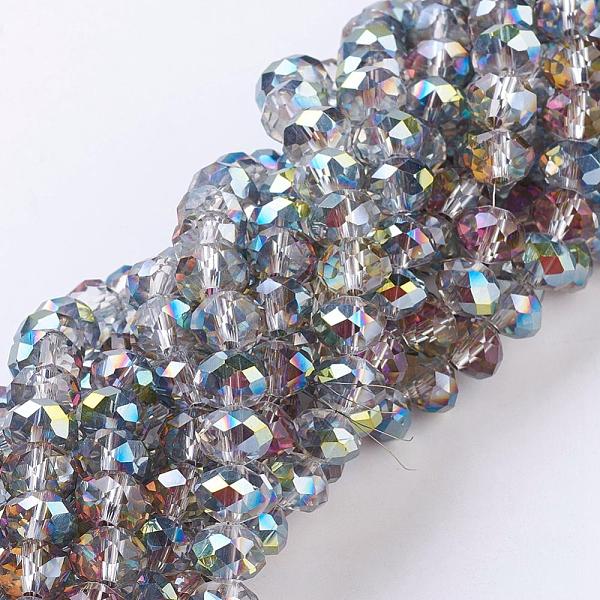 

PandaHall Electroplate Glass Beads Strands, Rainbow Plated, Faceted, Rondelle, Light Grey, 8x6mm, Hole: 1mm, about 68~70pcs/strand Glass..., Gray