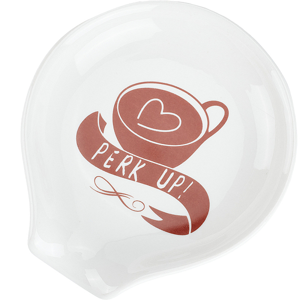 

PandaHall Coffee Cup Pattern Ceramic Spoon Holder, Flat Round, Chocolate, 97x88x18mm Porcelain Flat Round Brown