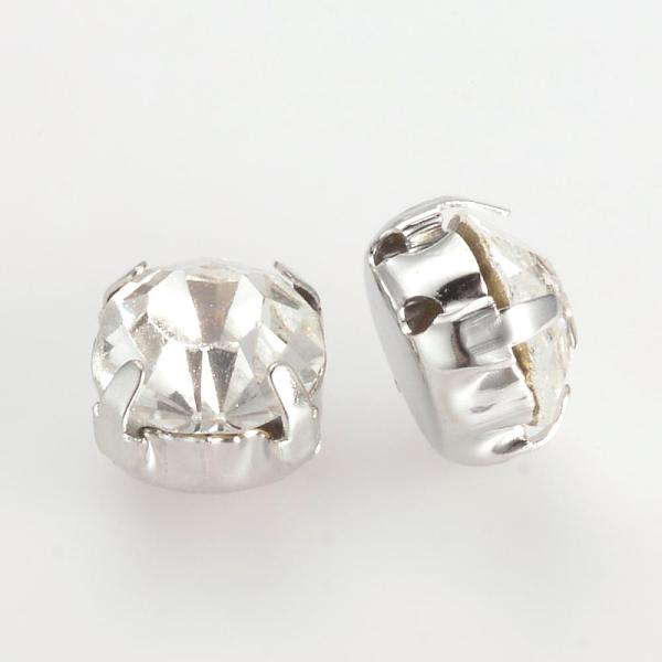 

PandaHall Sew on Rhinestone, Glass Rhinestone, Montee Beads, with Brass Prong Settings, Garments Accessories, Flat Round, Platinum, 5x4.5mm..., Clear