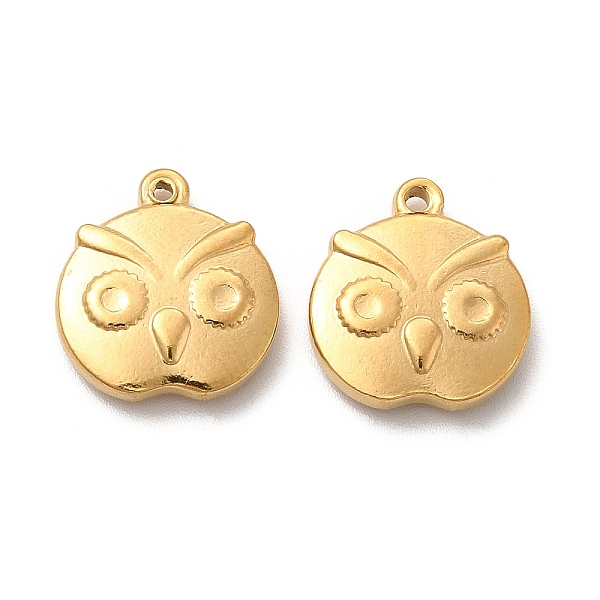 

PandaHall Vacuum Plating 201 Stainless Steel Pendants, Owl Charm, Real 18K Gold Plated, 15x14x3.5mm, Hole: 1mm 201 Stainless Steel Owl