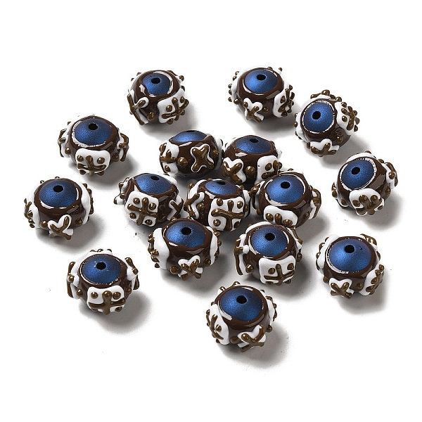 

PandaHall Hand Painted Acrylic with Enamel Beads, Marine Blue, 14.5~15.5x16.5~21.5x16~20mm, Hole: 2~2.8mm Acrylic Round