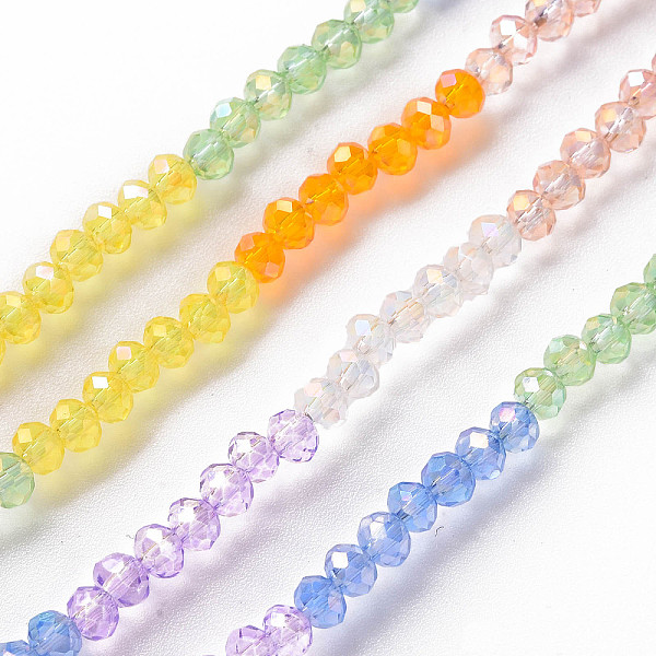 

PandaHall Transparent 7 Colors Electroplate Glass Beads Strands, Segmented Multi-color Beads, AB Color Plated, Faceted Abacus, Mixed Color..., Multicolor