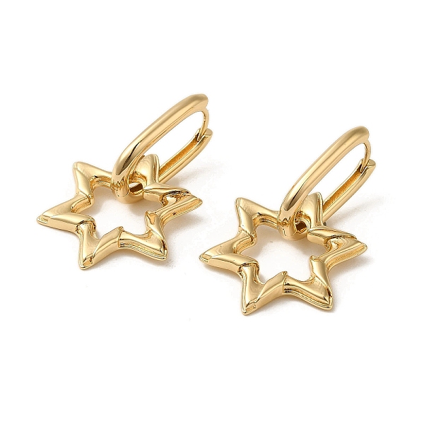 

PandaHall Brass Hoop Earrings, Star of David, Light Gold, 36x21.5mm Brass Star of David