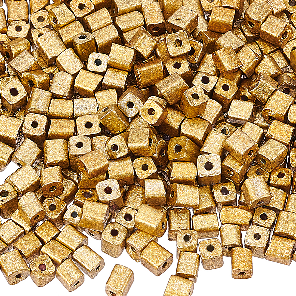 

PandaHall About 2000 Pcs Golden Cube Seed Beads, 3x3x3~7mm Paint Glass Seed Beads Metallic Color Pony Beads Mini Baking Paint Spacer Loose...