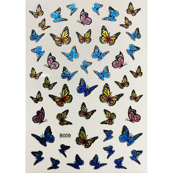 

PandaHall Laser Butterfly Nail Polish Foil Adhesive Decals, for Nail Art Tips Charms Accessories Decoration, Royal Blue, 96x64mm Paper...