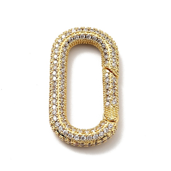 

PandaHall Brass Micro Pave Clear Cubic Zirconia Spring Gate Rings, Cadmium Free & Lead Free, Oval, Golden, 33x17.5x4mm Brass Clear