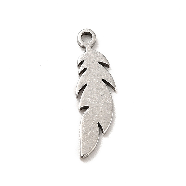 

PandaHall 201 Stainless Steel Pendants, Feather Charms, Stainless Steel Color, 16x5x1mm, Hole: 1.2mm 201 Stainless Steel Feather