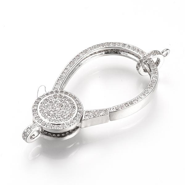 

PandaHall Brass Micro Pave Cubic Zirconia Lobster Claw Clasps, Platinum, 45x22.5x7mm, Hole: 1~2mm Brass+Cubic Zirconia Others