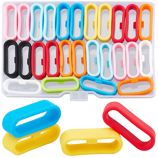 

PandaHall GORGECRAFT 1 Box 9 Colors 36PCS Replacement Retainer Holder Watch Band Strap Loops 20mm Fastener Rings Compatible Silicone..., Multicolor
