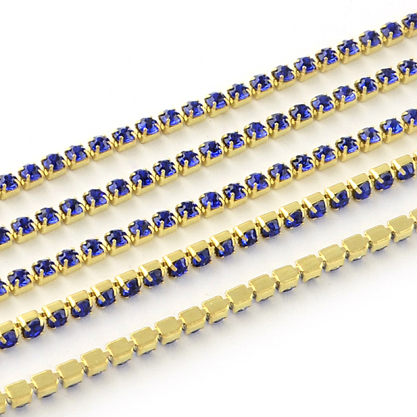

PandaHall Nickel Free Raw(Unplated) Brass Rhinestone Strass Chains, Rhinestone Cup Chain, 2880pcs rhinestone/bundle, Grade A, Sapphire..., Blue