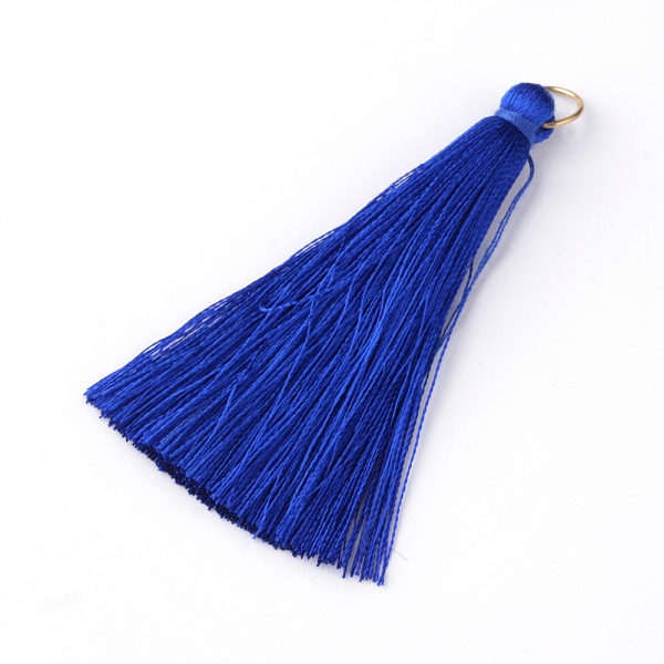 

PandaHall Nylon Thread Tassel Pendants Decoration, with Brass Findings, Golden, Blue, 35x7mm, Hole: 7mm Nylon Blue
