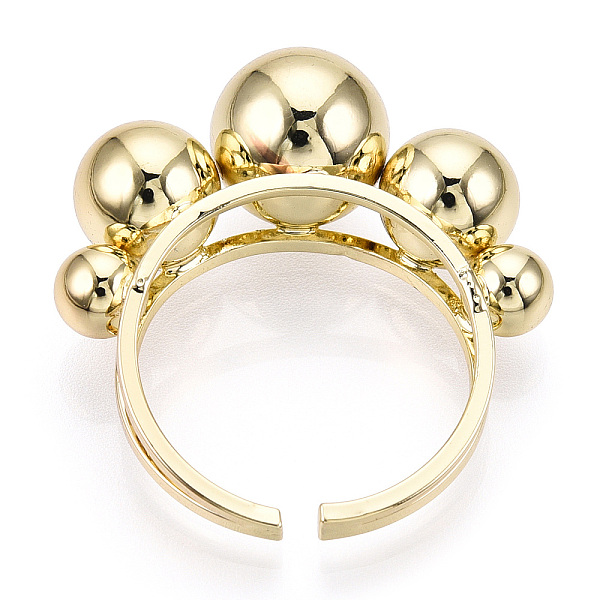 

PandaHall Brass Open Cuff Ring, Multi-Ball Ring, Anxiety Ring for Women, Real 18K Gold Plated, US Size 7 3/4(17.9mm), 2~6mm Brass Round