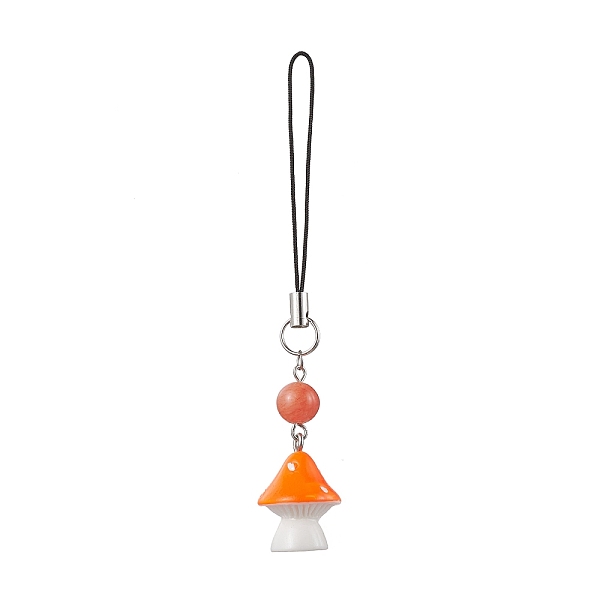 

PandaHall Opaque Resin Pendant Decorations, with Natural Dyed Jade, Mushroom, Orange Red, 100mm Resin Mushroom
