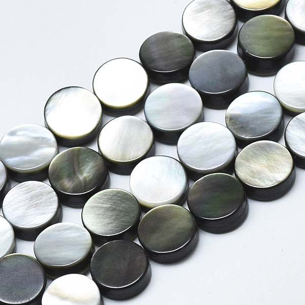 

PandaHall Natural Black Lip Shell Beads, Flat Round, 8x3mm, Hole: 0.6mm Black Lip Shell Flat Round