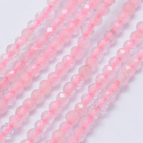 

PandaHall Natural Rose Quartz Beads Strands, Faceted, Round, 2~2.5mm, Hole: 0.5mm, about 195~208pcs/strand, 15.7 inch(40cm) Rose Quartz...