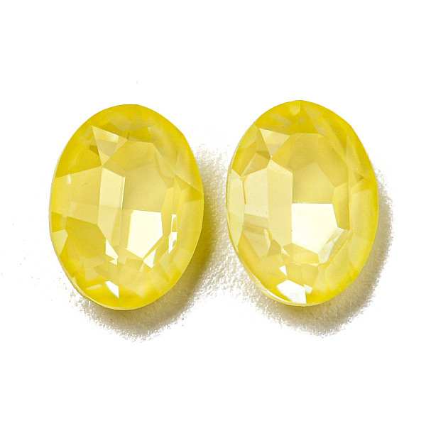 

PandaHall Glass Rhinestone Cabochons, Point Back & Back Plated, Faceted, Oval, Jonquil, 8x6x3mm Glass Rhinestone Oval Yellow