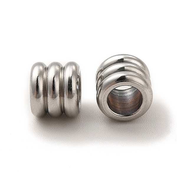 

PandaHall 201 Stainless Steel European Beads, Large Hole Beads, Grooved Beads, Column, Stainless Steel Color, 6x7mm, Hole: 4.2mm 201...