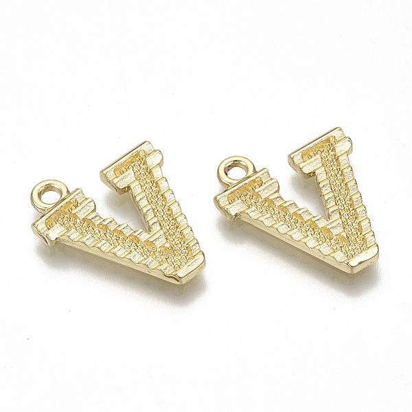 

PandaHall Alloy Pendants, Cadmium Free & Nickel Free & Lead Free, Initial Letter, Real 18K Gold Plated, Initial Letter.V, 21x16x2mm, Hole...
