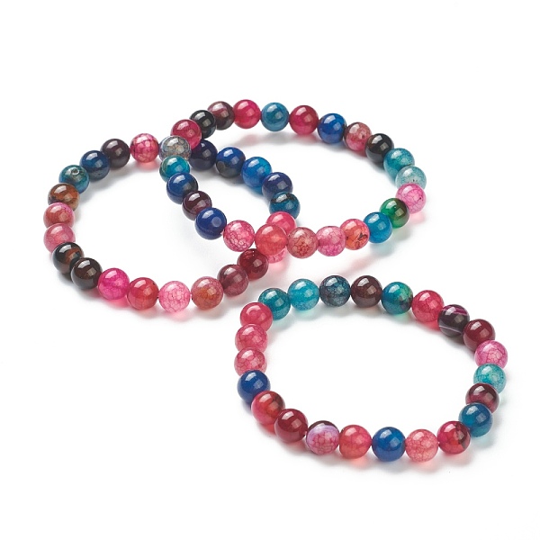 

PandaHall Natural Agate Beaded Stretch Bracelets, Round, Beads: 8~8.5mm, Inner Diameter: 2-1/8 inch(5.5cm) Natural Agate