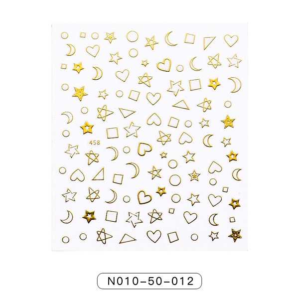 

PandaHall Gold Stamping Nail Art Stickers, Self-Adhesive, for Nail Tips Decorations, Heart Pattern, 90x77mm Paper Heart