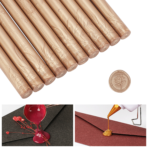 

PandaHall Sealing Wax Sticks, for Retro Vintage Wax Seal Stamp, Dark Goldenrod, 135x11x11mm Wax