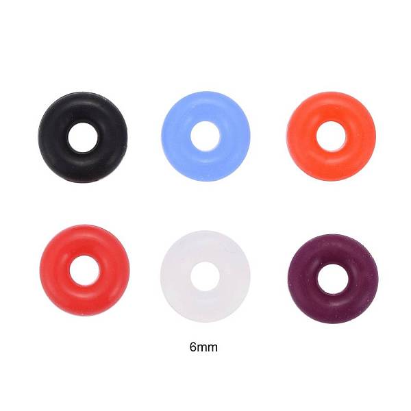 

PandaHall 300Pcs 6 Colors Rubber O Rings, Donut Spacer Beads, Fit European Clip Stopper Beads, Mixed Color, Mixed Color, 6x2mm, hole:2.5mm..., Multicolor