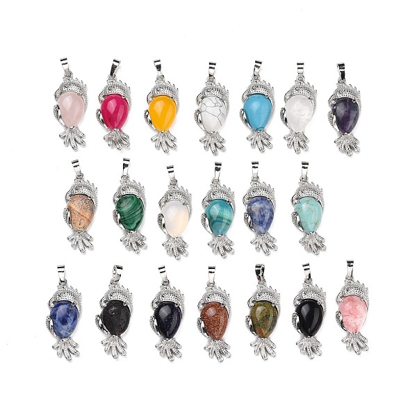 

PandaHall Natural & Synthetic Gemstone Pendants, with Rack Plating Platinum Tone Brass Findings, Cadmium Free & Lead Free, Mixed Dyed and...