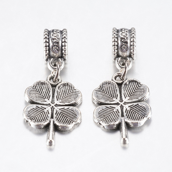 

PandaHall Tibetan Style Alloy European Dangle Charms, Large Hole Pendants, Clover, Antique Silver, 30mm, Pendant: 20x13x2mm, Hole: 4.5mm...